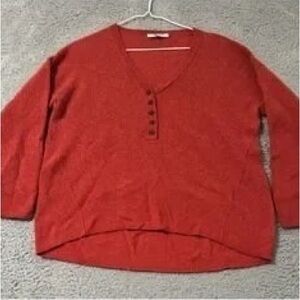 Women's Red V-Neck Sweater